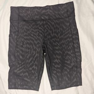 Lululemon Women's Size 10 Black Athletica Shorts With Leopard Print Design